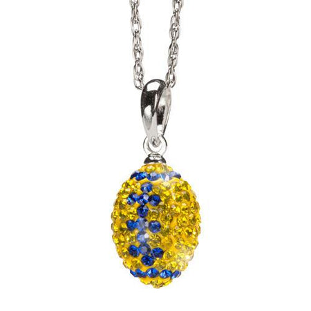 Yellow and Blue Crystal Charm Necklace and Earring Set