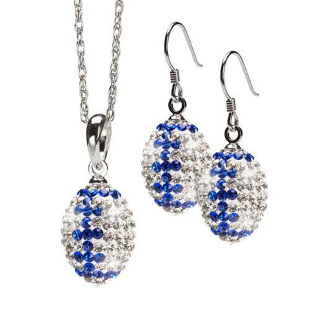 Clear and Blue Striped Crystal Charm Pendant Jewelry Set