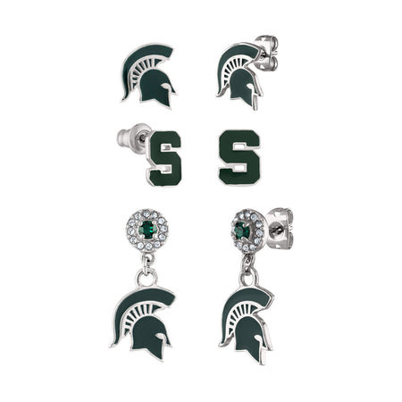 Michigan State Spartan + Block S Stud Earring Set