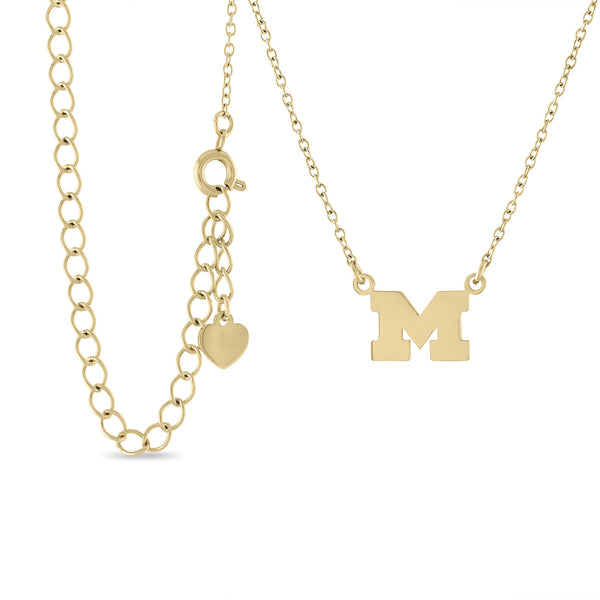 Michigan Block M Gold Plated Necklace