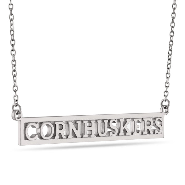 Nebraska CORNHUSKERS Script Bar Necklace