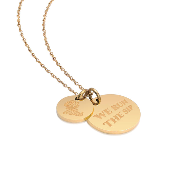 Ole Miss Coin Charm Necklace - 18K Gold Dipped
