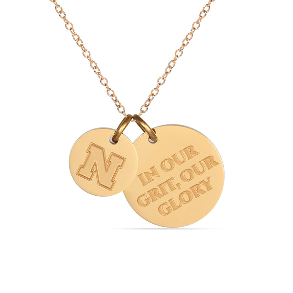 Nebraska Cornhuskers Coin Charm Necklace - 18K Gold Dipped