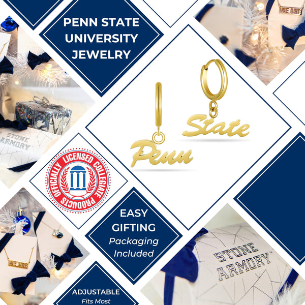 Penn State Script Huggie Hoops - 18K Gold Coat