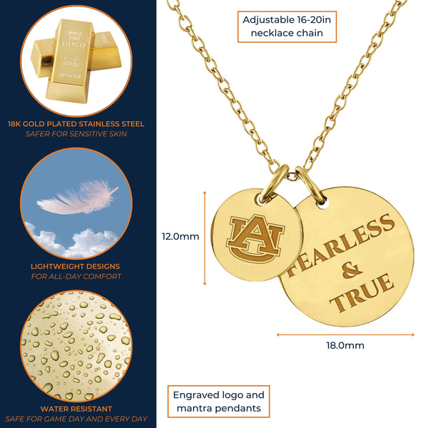 Auburn University Coin Charm Necklace - 18K Gold Dipped