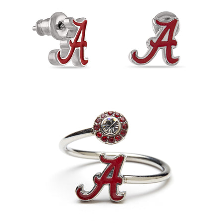 Alabama Script A Stud Earring and Necklace Set