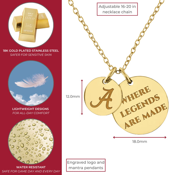 University of Alabama 18K Gold Dipped Charm Necklace