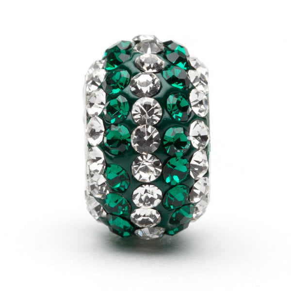 Green With Clear Stripe Crystal Charm