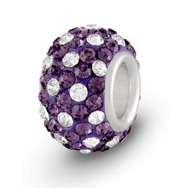 Purple with Clear Spotted Crystal Bead Charm