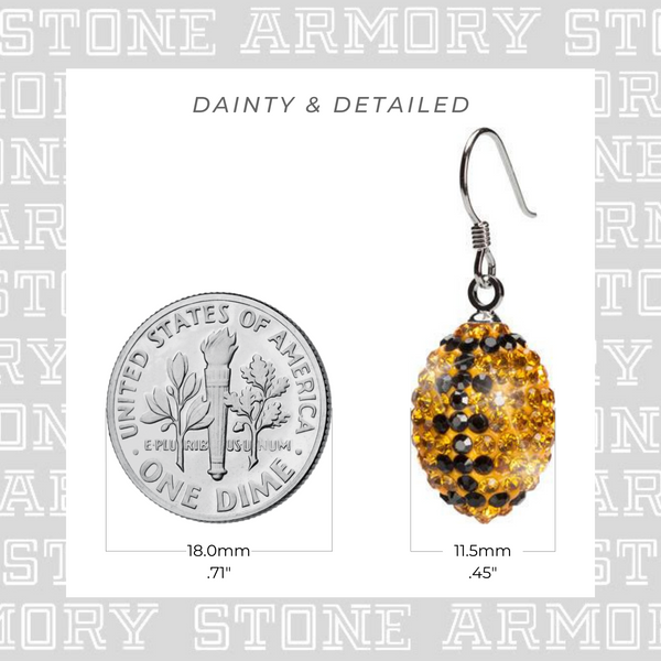 Gold + Black Crystal Football Pendant and Earring Set
