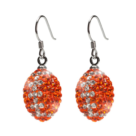 Orange with purple Crystal Football Earrings