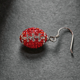 Red and Clear Crystal Football Earrings