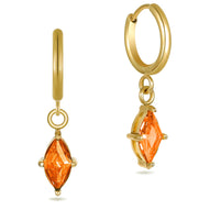 Orange Crystal Huggie Hoops