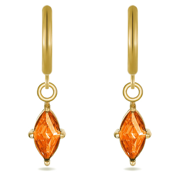 Orange Crystal Huggie Hoops