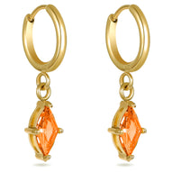 Orange Crystal Huggie Hoops