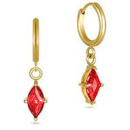 Red Crystal Huggie Hoops