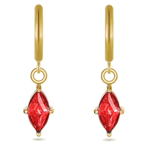 Red Crystal Huggie Hoops