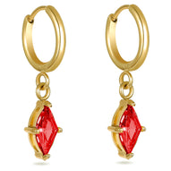 Red Crystal Huggie Hoops