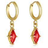 Red Crystal Huggie Hoops