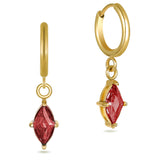 Crimson Crystal Huggie Hoops