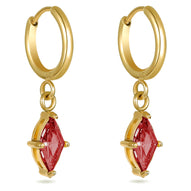 Crimson Crystal Huggie Hoops