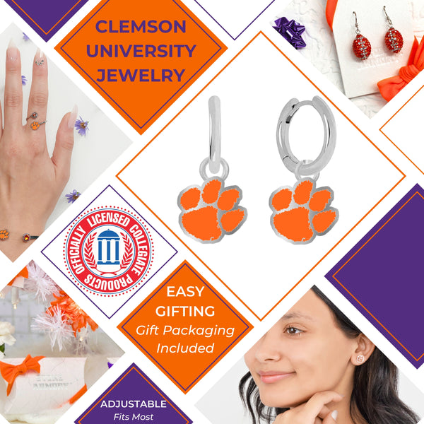 Clemson Tiger Paw Huggie Hoop Earrings