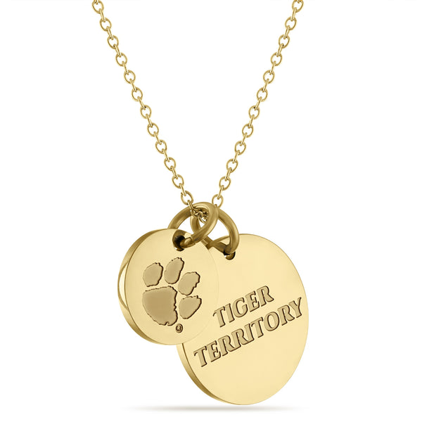 Clemson 18K Gold Plated Charm Necklace