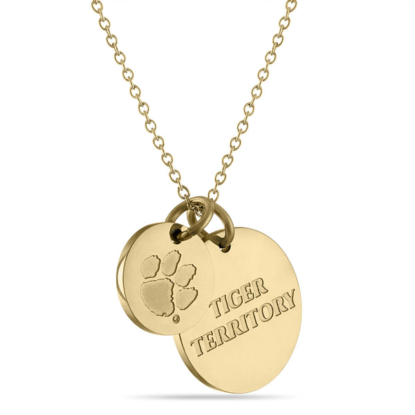 Clemson 18K Gold Plated Charm Necklace