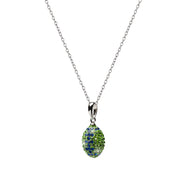 Green + Blue Crystal Football Pendant Necklace