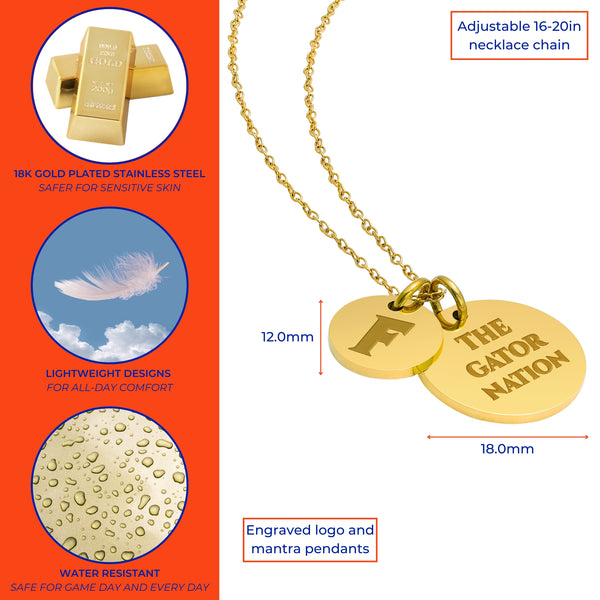 Florida Gators 18K Gold Plated Charm Necklace