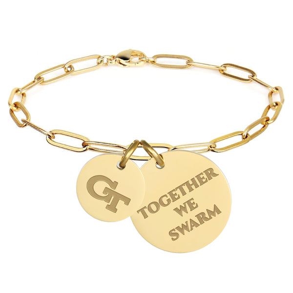 Georgia Tech Paperclip Chain Charm Bracelet