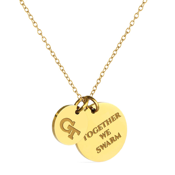 Georgia Tech Coin Charm Necklace - 18K Gold Dipped