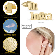 Iowa On Iowa Gold Plated Script Studs