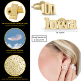 Iowa On Iowa Gold Plated Script Studs