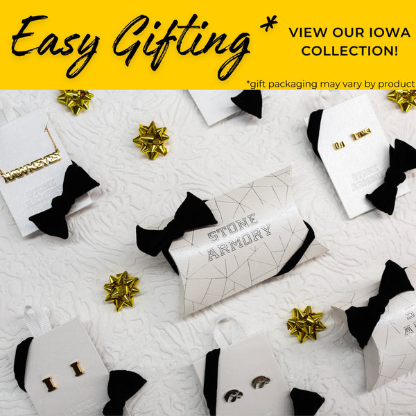 Iowa On Iowa Gold Plated Script Studs