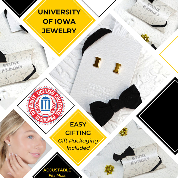 Iowa Block I Gold Plated Studs