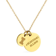 University of Illinois Coin Charm Necklace - 18K Gold Dipped