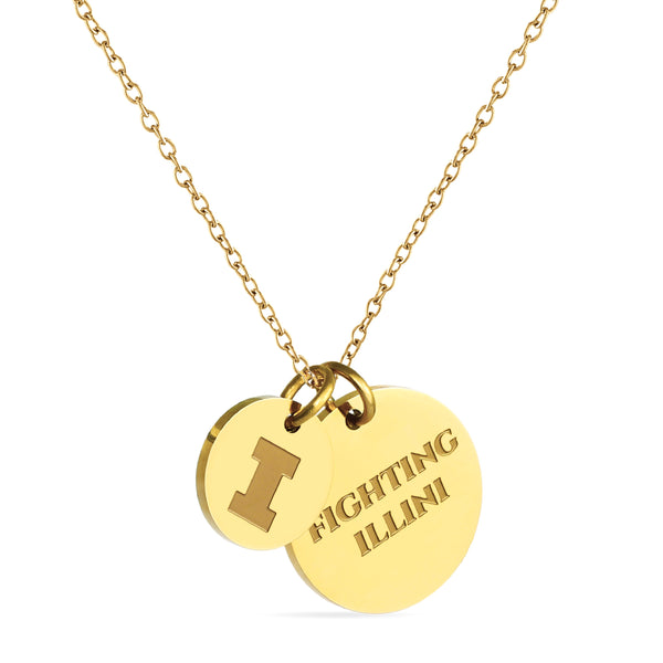 University of Illinois Coin Charm Necklace - 18K Gold Dipped