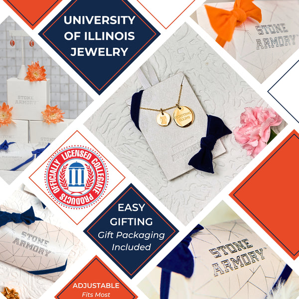 University of Illinois Coin Charm Necklace - 18K Gold Dipped