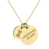 University of Illinois Coin Charm Necklace - 18K Gold Dipped