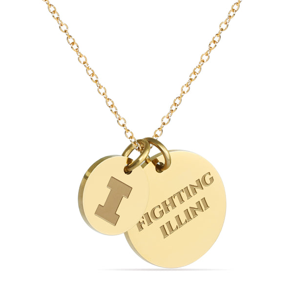 University of Illinois Coin Charm Necklace - 18K Gold Dipped