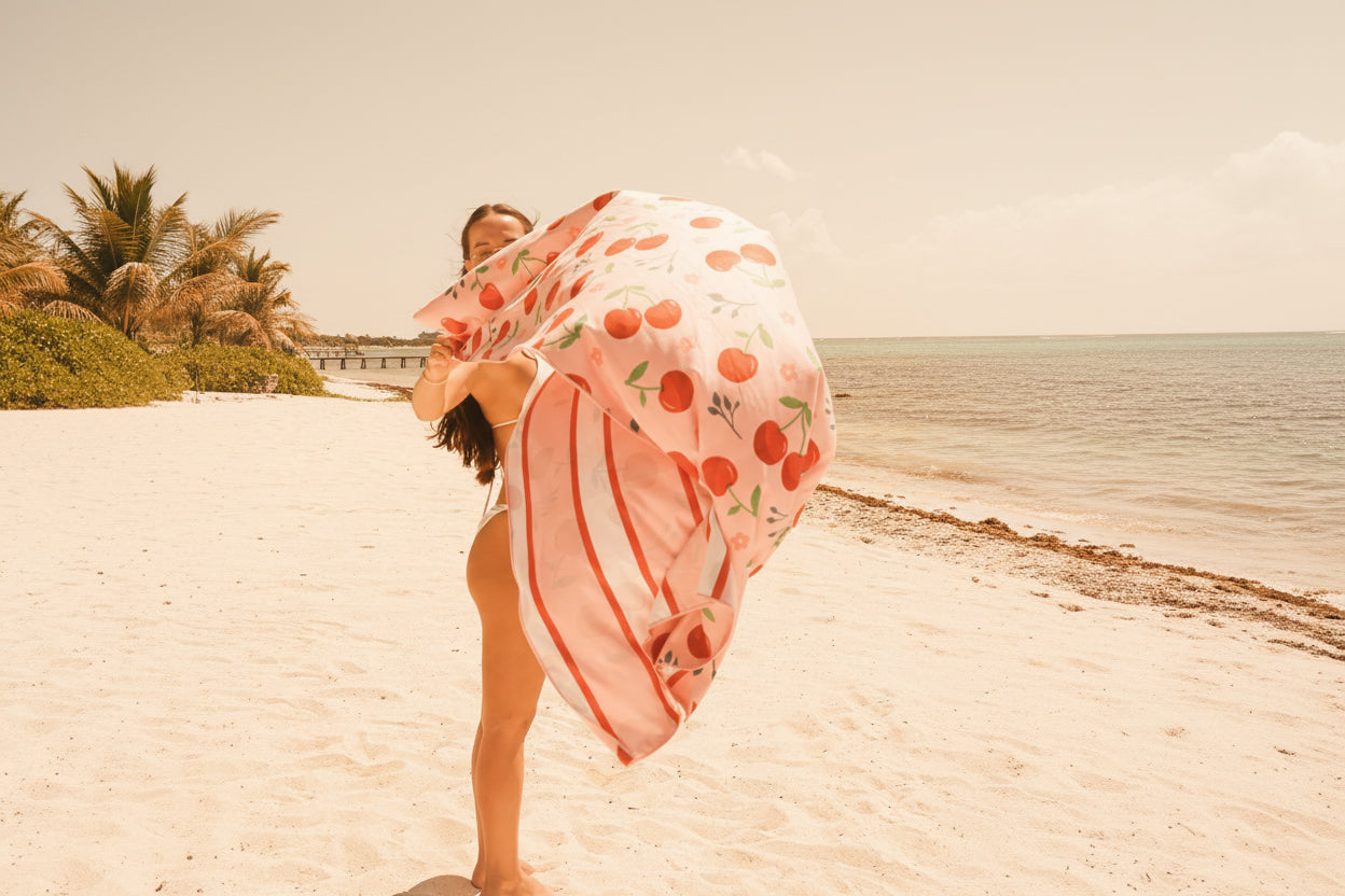 SunBounder™ Cherry Beach Towel Pink X-Long – Stone Armory