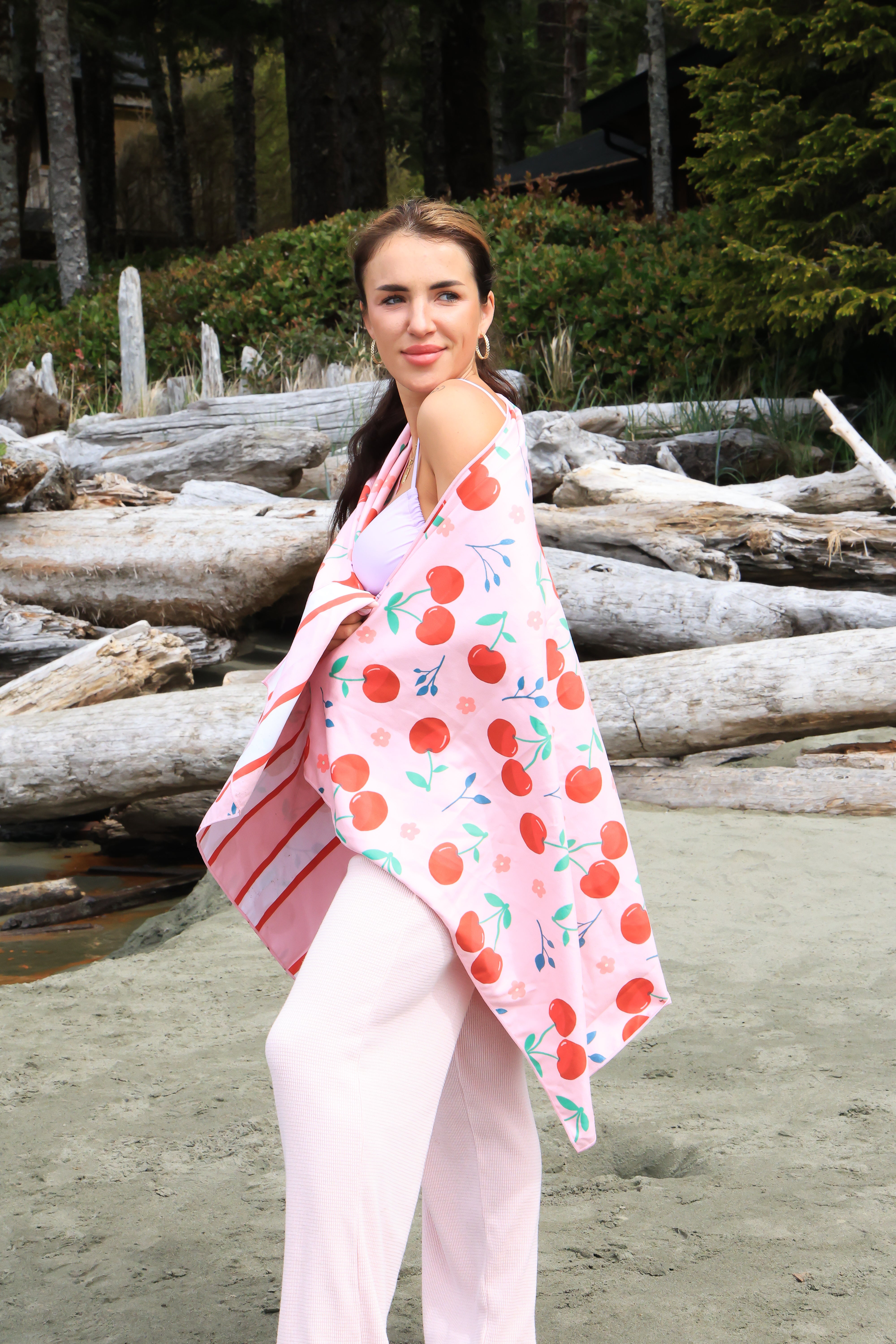 SunBounder™ Cherry Beach Towel Pink X-Long – Stone Armory