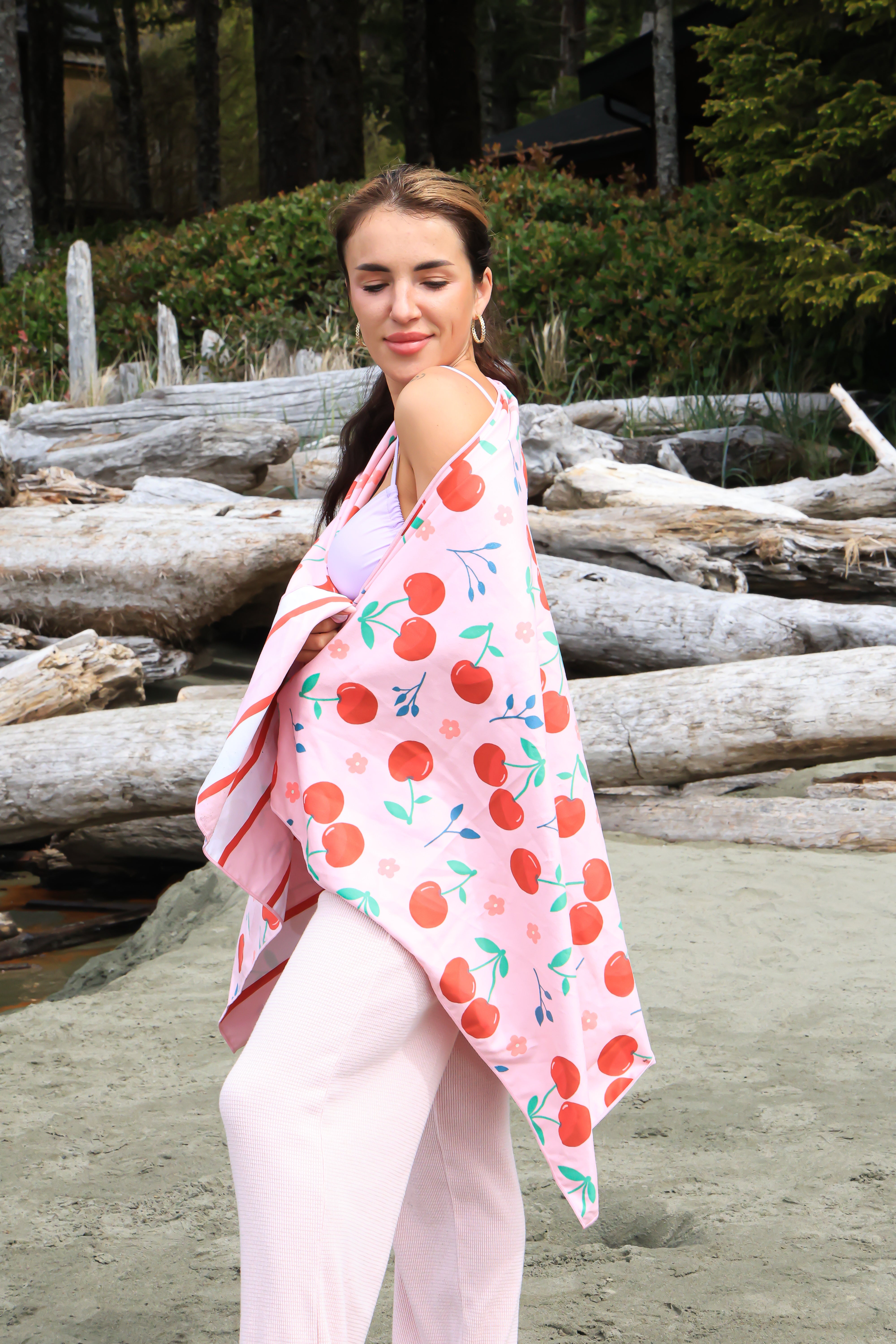 SunBounder™ Cherry Beach Towel Pink X-Long – Stone Armory