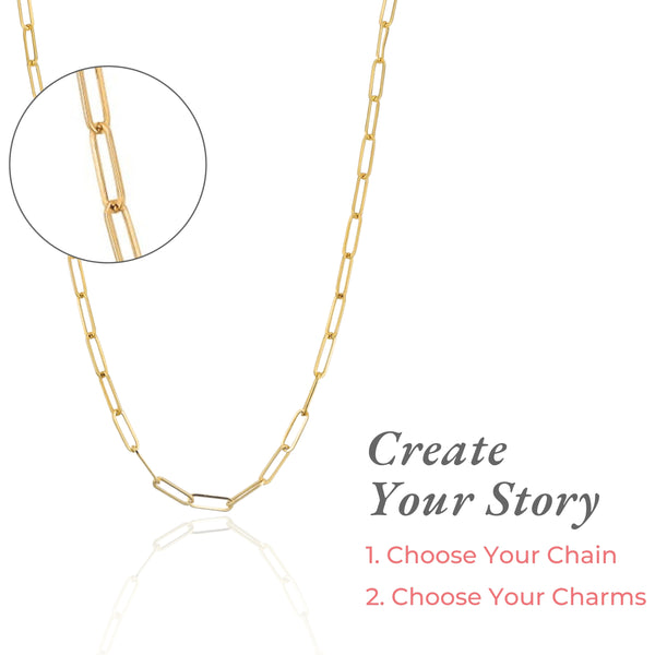 18K Gold Plated Paperclip Chain Necklace - 20"