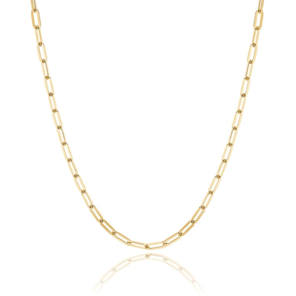 18K Gold Plated Paperclip Chain Necklace - 20"
