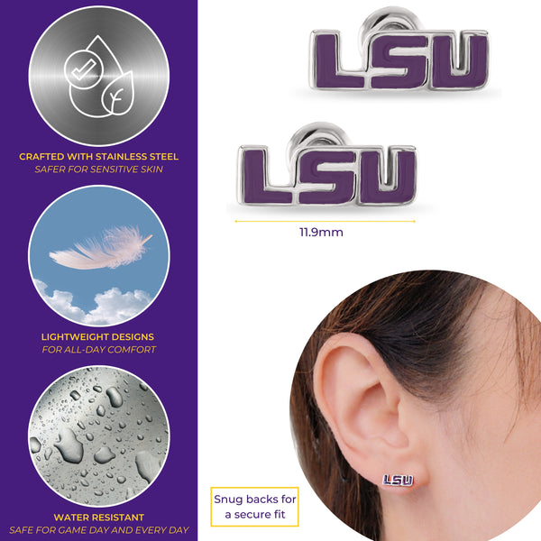 LSU Purple Logo Studs