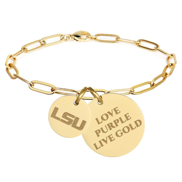 LSU Paperclip Chain Charm Bracelet