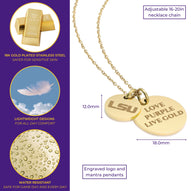 LSU Tigers Coin Charm Necklace - 18K Gold Dipped