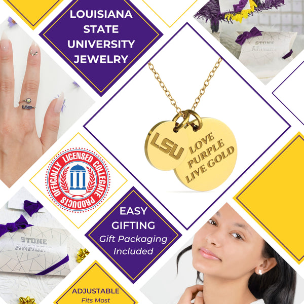 LSU Tigers Coin Charm Necklace - 18K Gold Dipped